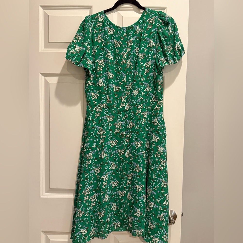 LOFT Green Floral Midi Dress